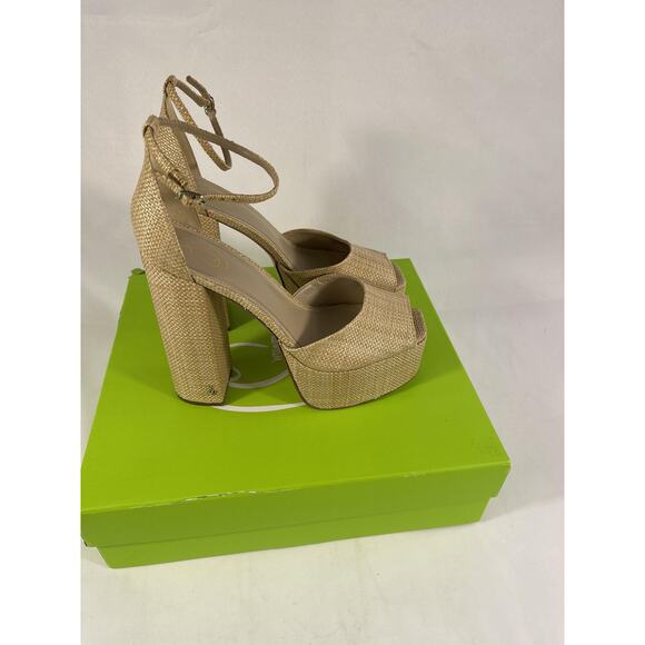 $160 Sam Edelman Kori Platform Shoes Women's SZ 10 Beechwood Bask Slide Sandals - Picture 2 of 11